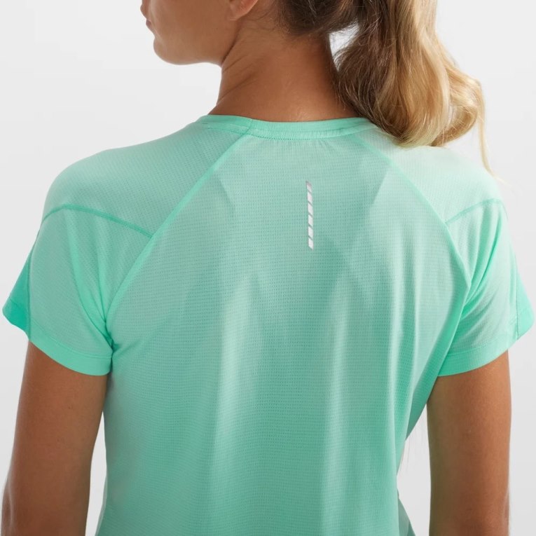 Camiseta Salomon Cross Run Curta Sleeve Feminino Turquesa | PT F79105